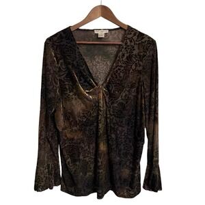 Susan Lawrence velvet burnout babydoll top womens 1X floral fairy whimsigoth vtg